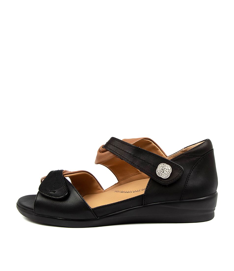 Women Ziera Doxie (Wide) Sandals Black / Brown | Z-857940